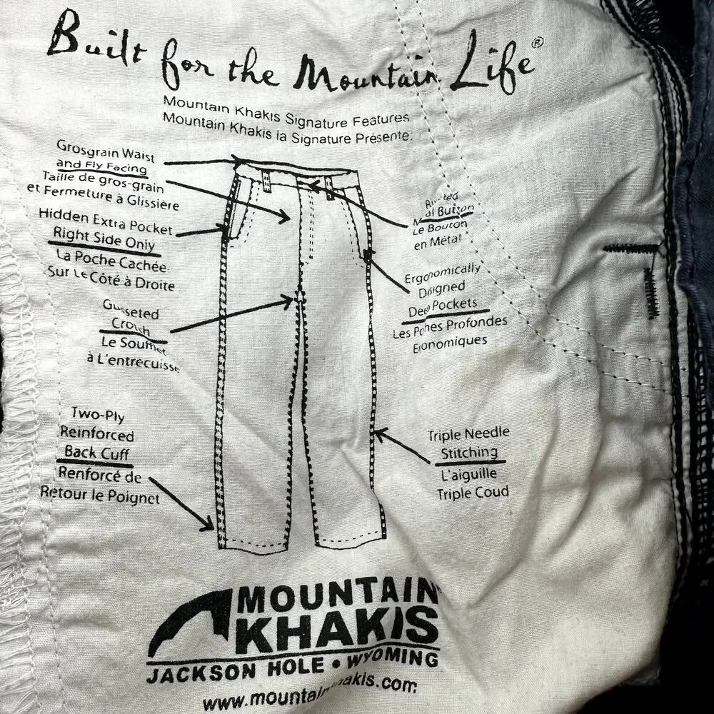 Mountain Khakis Lake Lodge Pants Straight Leg Relaxed Fit Navy Blue 35x30